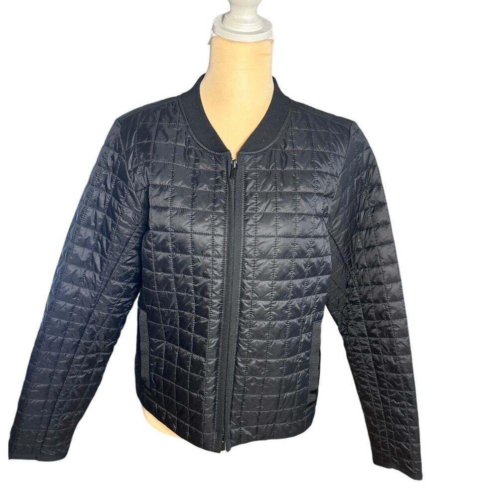 Athleta Black Quilted Bomber Jacket Recycled Grandview Shortie size S gorpcore